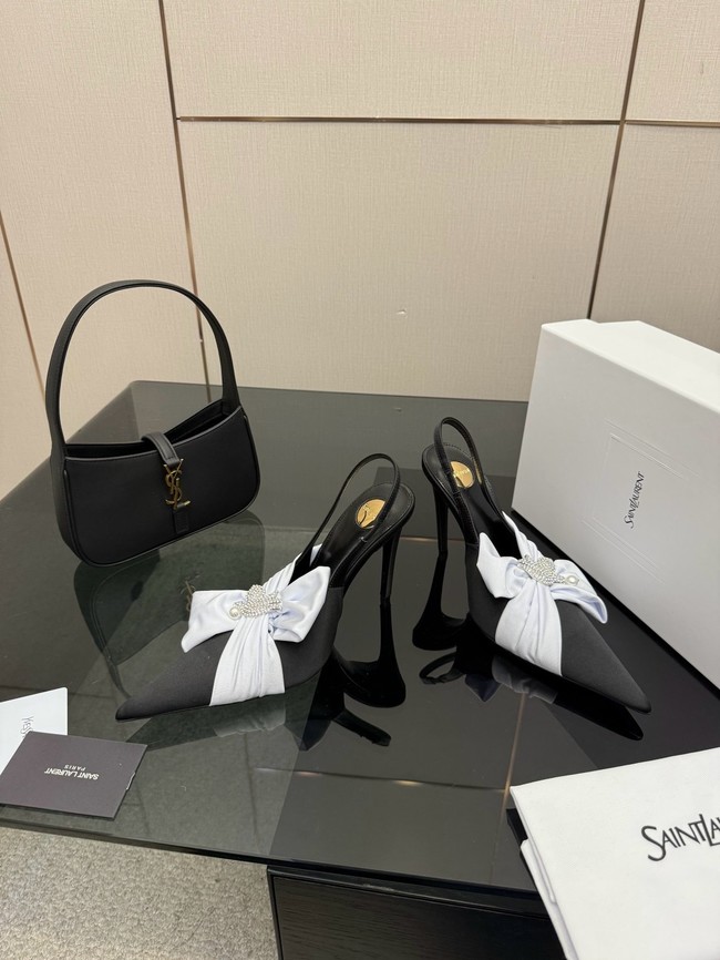 Saint Laurent AMALIA slingback pumps in satin crepe Heel 10.5CM 55726-1