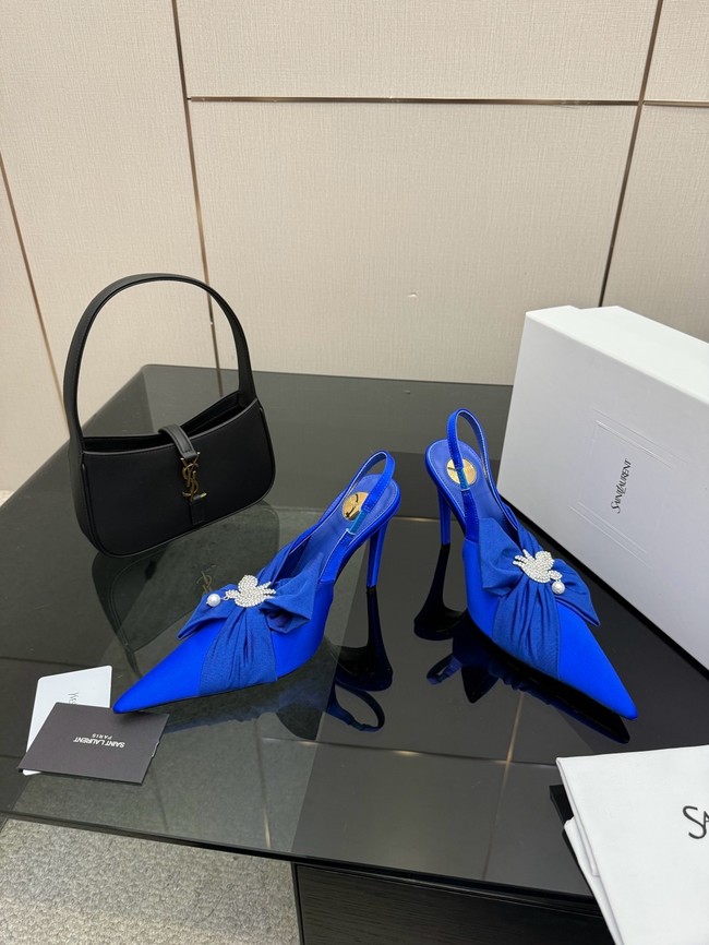 Saint Laurent AMALIA slingback pumps in satin crepe Heel 10.5CM 55726-10