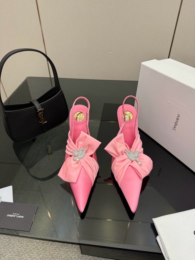 Saint Laurent AMALIA slingback pumps in satin crepe Heel 10.5CM 55726-4