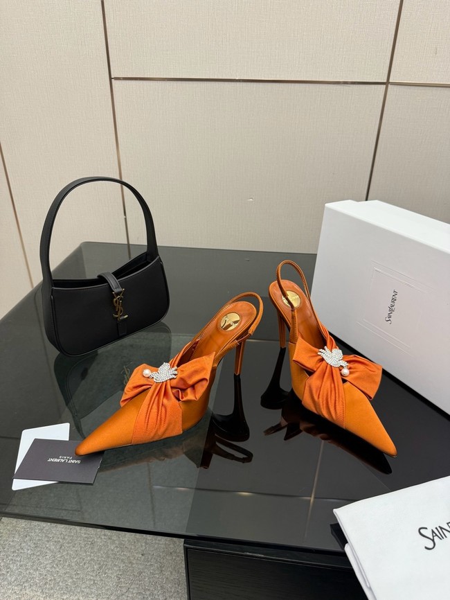 Saint Laurent AMALIA slingback pumps in satin crepe Heel 10.5CM 55726-9