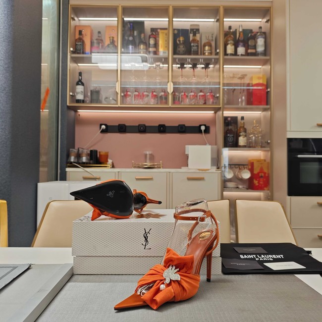 Saint Laurent AMALIA slingback pumps in satin crepe Heel 10.5CM 35964-1