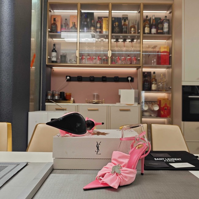 Saint Laurent AMALIA slingback pumps in satin crepe Heel 10.5CM 35964-3