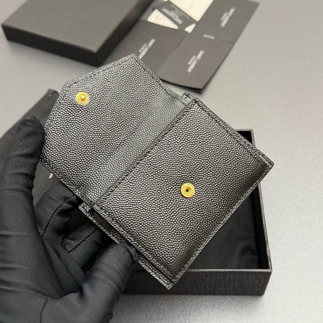 SAINT LAURENT UPTOWN FLAP CARD CASE IN GRAIN DE POUDRE LEATHER 612808-2