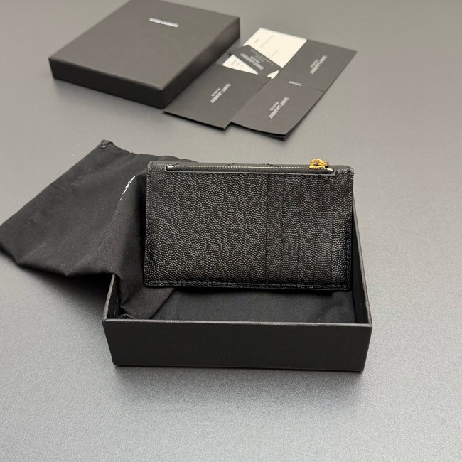 SAINT LAURENT UPTOWN FLAP CARD CASE IN GRAIN DE POUDRE LEATHER 612808-4