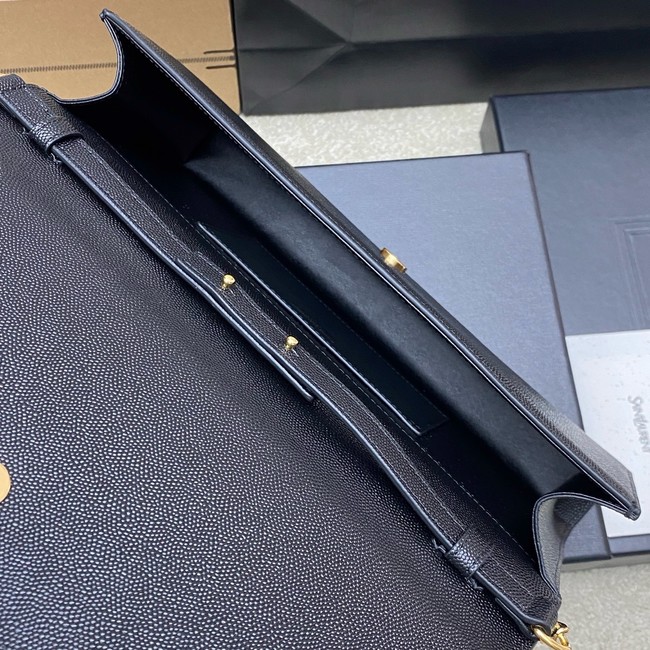 SAINT LAURENT KATE clutch in grain de poudre leather 851921 black