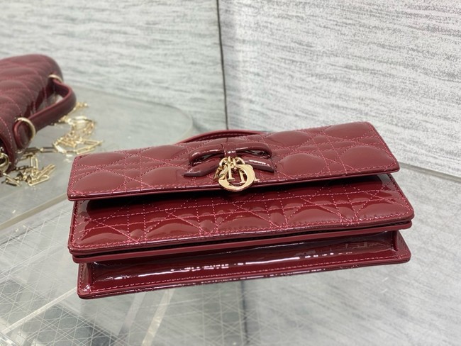 My Dior Mini Bag Cannage patent leather S0984PU wine red