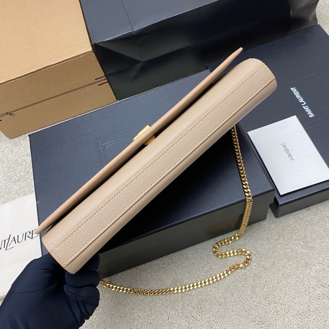 SAINT LAURENT KATE clutch in grain de poudre leather 851921 DARK BEIGE