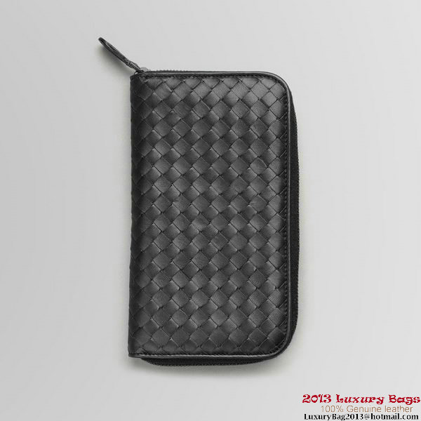 Bottega Veneta 114076 V4651 1000 Intrecciato VN Zip Around Wallet Nero Bottega Veneta 114076 V4651 1000 Intrecciato VN Zip Around Wallet Nero