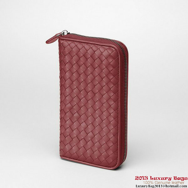 Bottega Veneta 114076 V4651 6100 Intrecciato VN Zip Around Wallet Garnet Bottega Veneta 114076 V4651 6100 Intrecciato VN Zip Around Wallet Garnet