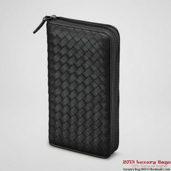 Bottega Veneta 275064 V001N 1000 Intrecciato Nappa Zip Around Wallet Nero Bottega Veneta 275064 V001N 1000 Intrecciato Nappa Zip Around Wallet Nero