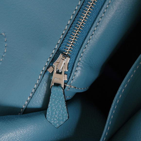Hermes Birkin 35CM Tote Bags Smooth Togo Leather Light Blue Silver