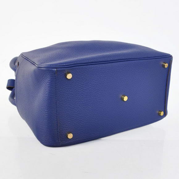 Hermes Lindy 30CM Havanne Handbags 1057 Dark Blue Leather Golden Hardware