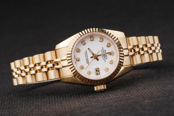 Rolex Datejust Mechanism Golden&White Surface Women Watch-RD2462 Rolex Datejust Mechanism Golden&White Surface Women Watch-RD2462