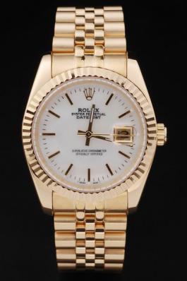 Rolex Datejust Mechanism Golden Bezel&White Surface Watch-RD2376 Rolex Datejust Mechanism Golden Bezel&White Surface Watch-RD2376