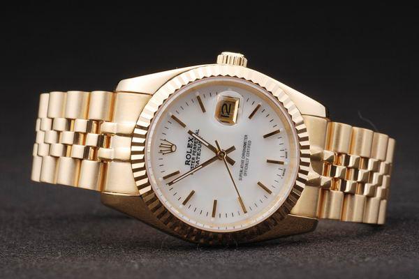 Rolex Datejust Mechanism Golden Bezel&White Surface Watch-RD2376 Rolex Datejust Mechanism Golden Bezel&White Surface Watch-RD2376