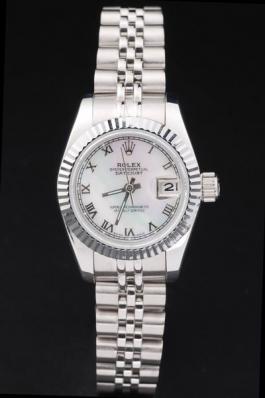 Rolex Datejust Mechanism Silver Bezel&White Surface Watch-RD2451 Rolex Datejust Mechanism Silver Bezel&White Surface Watch-RD2451