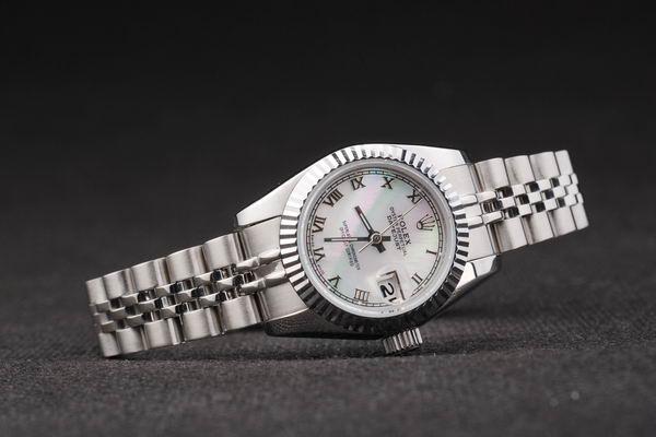 Rolex Datejust Mechanism Silver Bezel&White Surface Watch-RD2451 Rolex Datejust Mechanism Silver Bezel&White Surface Watch-RD2451