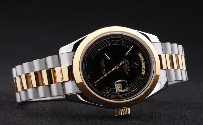 Rolex Day-Date Black Golden Stainless Steel Watch-RD2876 Rolex Day-Date Black Golden Stainless Steel Watch-RD2876