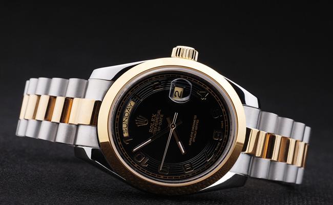 Rolex Day-Date Black Golden Stainless Steel Watch-RD2876 Rolex Day-Date Black Golden Stainless Steel Watch-RD2876