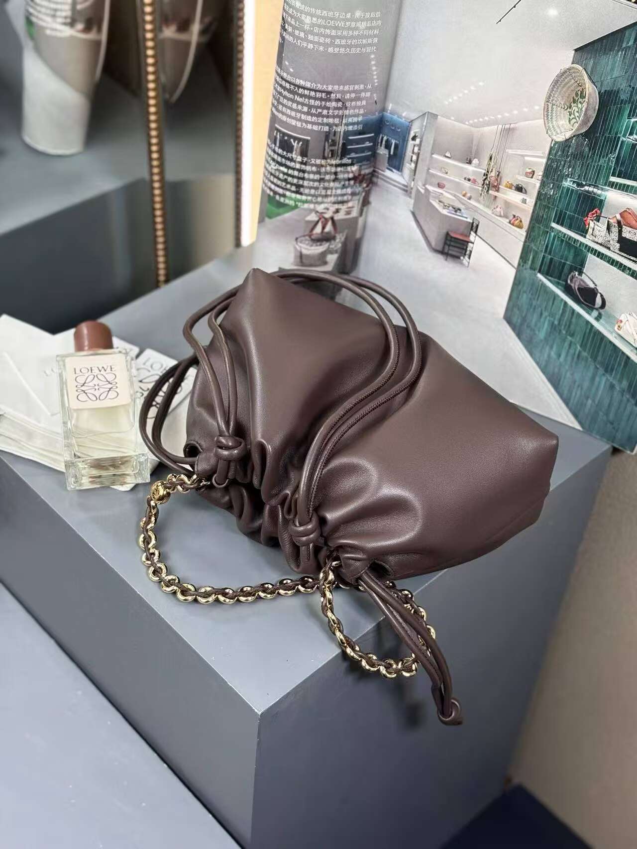 Loewe Napa Lamb Leather Flamenco Purse 80696 dark brown  Loewe Napa Lamb Leather Flamenco Purse 80696 dark brown