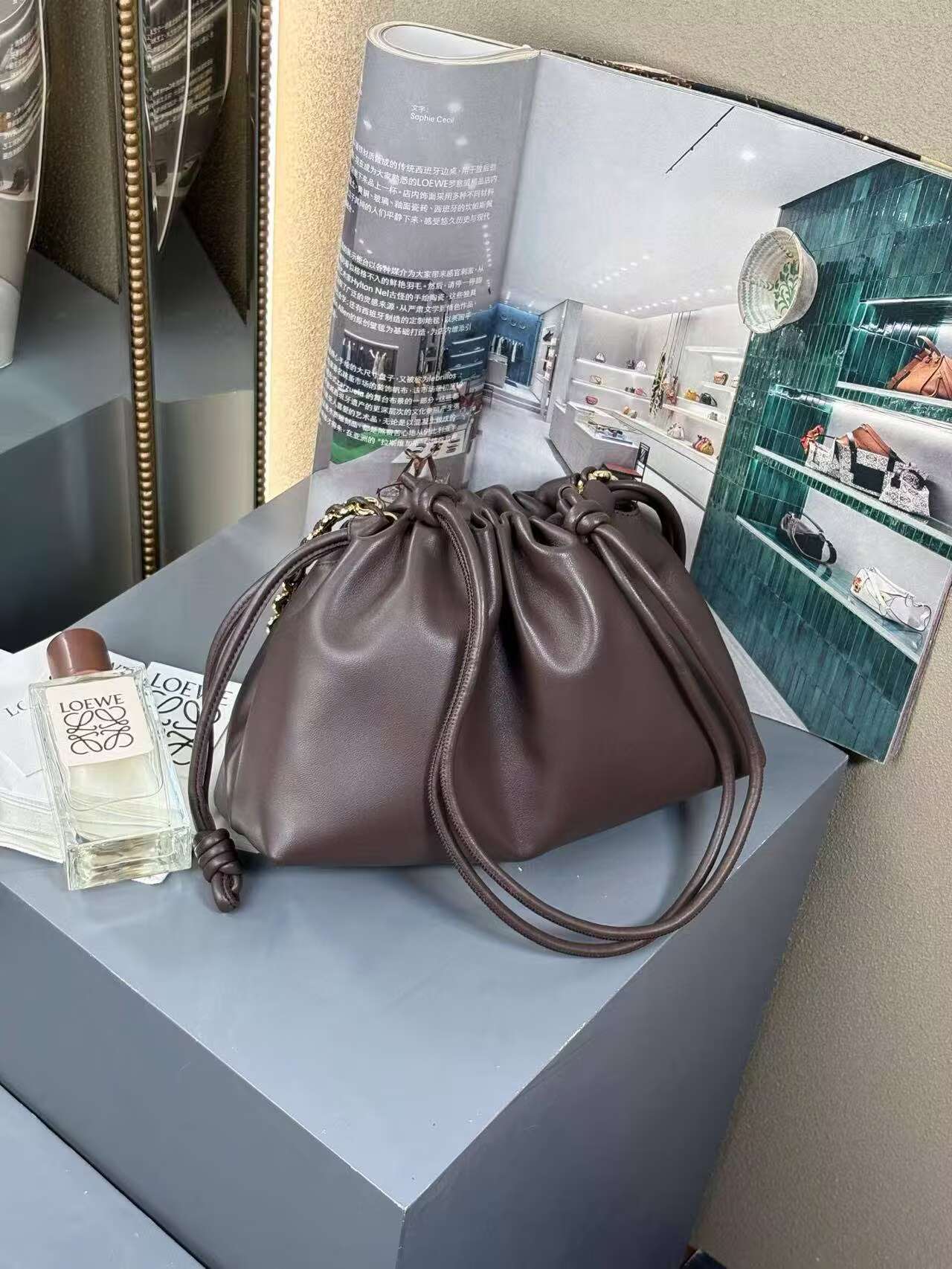 Loewe Napa Lamb Leather Flamenco Purse 80696 dark brown  Loewe Napa Lamb Leather Flamenco Purse 80696 dark brown