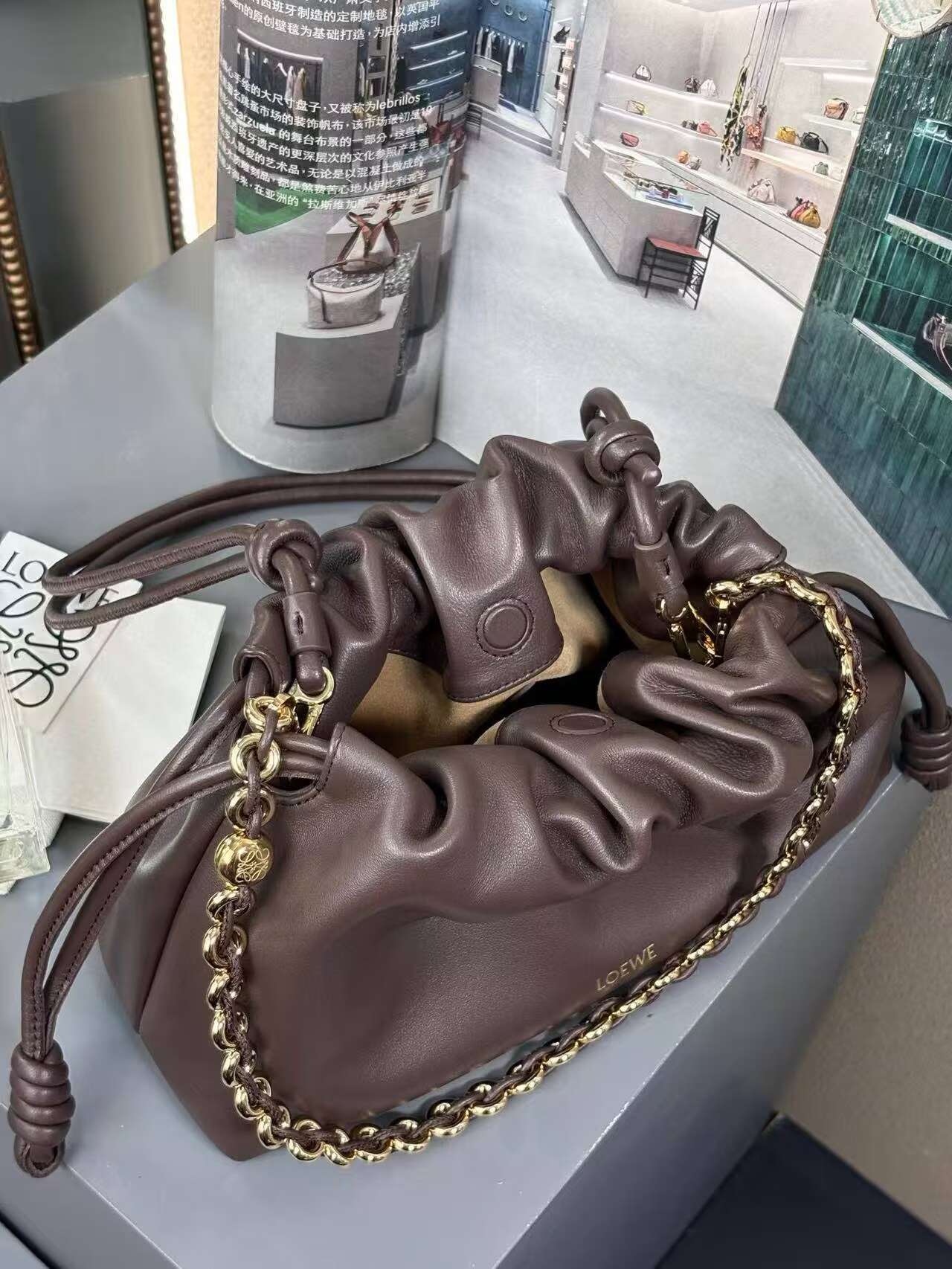 Loewe Napa Lamb Leather Flamenco Purse 80696 dark brown  Loewe Napa Lamb Leather Flamenco Purse 80696 dark brown