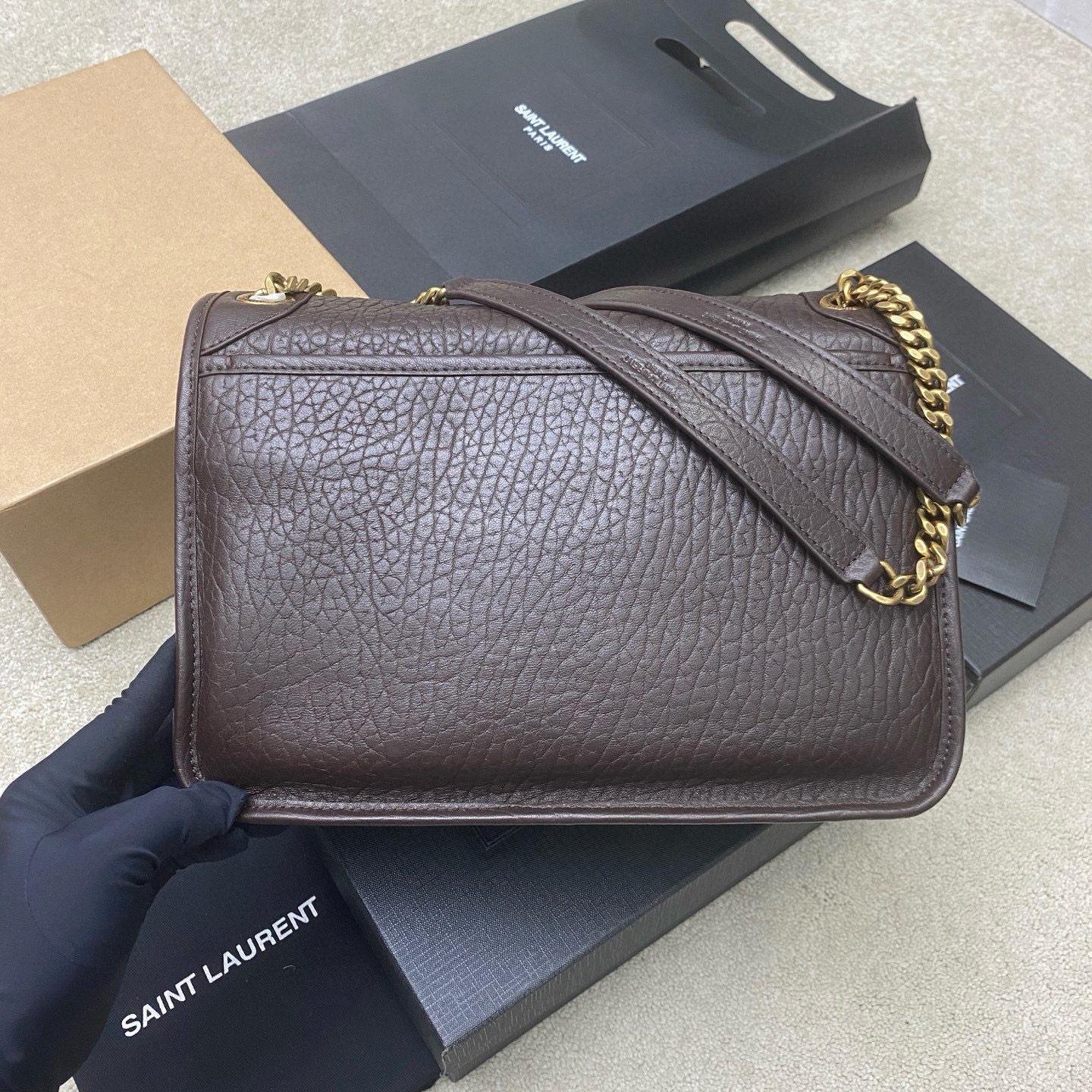 Saint Laurent NIKI MEDIUM IN GRAINED LAMBSKIN 633178 coffee red Saint Laurent NIKI MEDIUM IN GRAINED LAMBSKIN 633178 coffee red